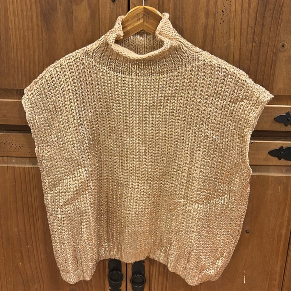Metallic Foil Sweater (Rose Gold)